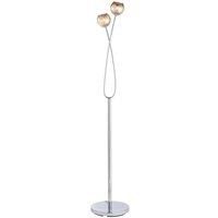Twin Light Floor Lamp Chrome & Glass Free Standing Modern Lounge Base Holder