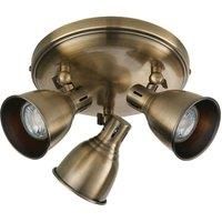 LED Tilting Ceiling Spotlight Antique Brass Triple 3x Bulb Dimmable Downlight