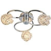 Semi Flush Ceiling Light Chrome & Crystal Knott 3 Lamp Hanging Feature Pendant