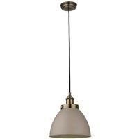 Ceiling Pendant Lamp & 2x Matching Wall Light Pack Industrial Grey Brass Shade