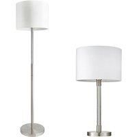 Standing Floor & Table Lamp Set Modern Satin Chrome Touch Dimmer LED Stem Light