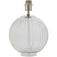 Round Textured Table Lamp Base Clear Ribbed Glass & Nickel Classic Globe Bulb
