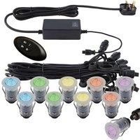 IP67 Decking Plinth Light Kit 10x 25mm RGB Colour Changing Lamps Outdoor Rated