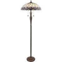 Tiffany Glass Floor Lamp - Mackintosh Style Rose - Dark Bronze Finish - LED Lamp