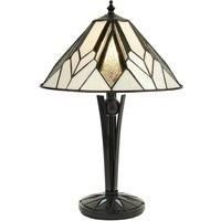 Small Tiffany Glass Table Lamp - Art Deco Style - Requires 40W E14 Golf Bulb LED