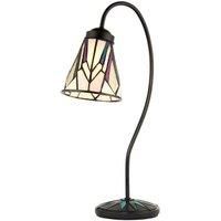 Tiffany Glass Table Lamp Light Dark Bronze Curved Arm / Neck & Shade i00173