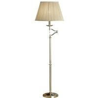 Luxury Moving Swing Arm Feature Floor Lamp Polished Nickel & Beige Organza Shade