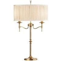 Avery | Luxury Traditional Twin Table Lamp –Antique Brass & Beige Pleated Organza Round Fabric Shade– Classic Pretty Sideboard/Console Desk Bedside Table Light Bulb Holder – 730mm Tall – LED