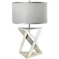 Table Lamp Silver Grey Cylinder Shade Nickel White Marble LED E27 60W
