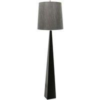 Floor Lamp Tapered Column Dark Grey Faux Silk Shade Black LED E27 100W Bulb