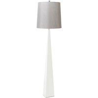 Floor Lamp White Steel Tapered Column Grey Shade Included White LED E27 100W