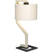 Table Lamp Light Ivory Shade Cream And Dark Grey Painted Metal Base LED E27 60W