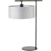 Loops Table Lamp Grey Cylinder Shade Modern Style Dark Brown LED E27 60W Bulb