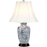 Loops Table Lamp Porcelain Blue & White Wooden Base Blue LED E27 60W