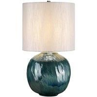 Table Lamp Ocean Blue Light Grey Faux Silk Shade Included Blue LED E27 60W Bulb