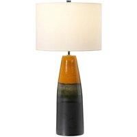 Table Lamp Orange & Graphite Tapered Vase Ivory Drum Shade LED E27 60W Bulb