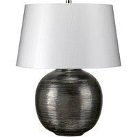 Table Lamp Textured Silver Glaze Silver Fabric Shade Finial Silver LED E27 60W
