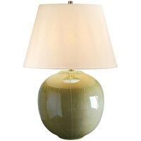 Table Lamp Green Glaze Cream Faux Silk Shade Green Reactive Glaze LED E27 60W