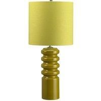 Table Lamp Lime Green Glaze and Green Linen Shade Lime LED E27 60W Bulb