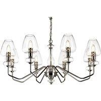 8 Bulb Chandelier Highly Polished Nickel Finish Clear Glass Shades LED E14 40W