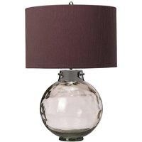 Table Lamp Larkspur Shade Highly Polished Nickel Glassware Smoke LED E27 60W