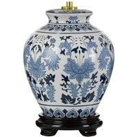 Table Lamp Oriental Patterned Wooden Base Shade Not Inc Blue & White LED E27 60w