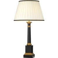 Table Lamp Black Column Ivory Box Pleat Shade with Black & Gold Trim LED E27 60w