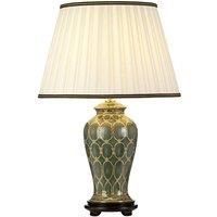 Loops Table Lamp Shade Ivory with Black & Gold Trim Green Gold & Brown LED E27 60w