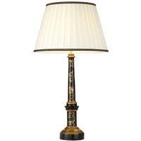 Single Table Lamp Ivory with Black & Gold Trim Shade LED E27 60w Bulb d00460