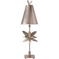 Loops Table Lamp Silver Shade Flower Leaf Design Silver Leaf Finish LED E27 60W in Metallics