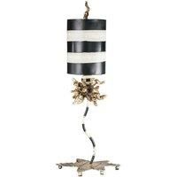 Table Lamp Gold Leaf Black & Cream Stripes LED E27 60W Bulb