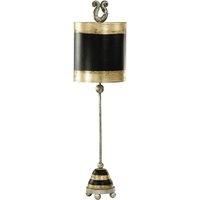 Table Lamp Silver Leaf Ball Feet Gold & Black Striped Base & Shade LED E27 60W