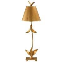 Table Lamp - Gold Silver Leaf Column - Matchg Tapered Shade - Finial - Gold Leaf - LED E27 60W Bulb