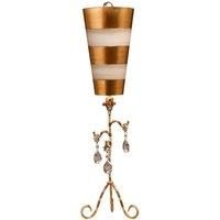 Table Lamp Cream & Gold Stripes Tapered Shades Hanging Crystals LED E27 60W