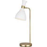Table Lamp Matte White / Burnished Brass LED E27 60W Bulb