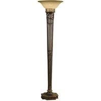 Floor Lamp Torchiere Design Amber Glass Upligher Shade Firenze Gold LED E27 100W