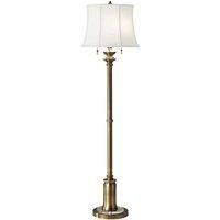 2 Bulb Twin Floor Lamp Pull On Off Switch White Linen Shade Bali Brass E27 60W