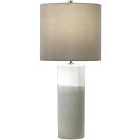 Table Lamp White Gloss Matt Grey Textured Dark Grey Faux Silk Shade LED E27 60W