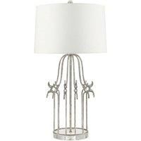 Table Lamp Cream Shade Distressed Silver LED E27 100W Single Bulb