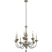 8 Bulb Chandelier Hanging Pendant LIght Sterling Gold LED E14 60W Bulb