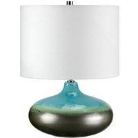 Table Lamp White Shade Turquoise and Graphite Finish Glaze LED E27 60W Bulb