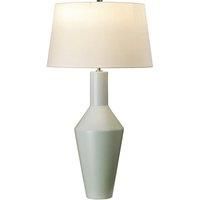 Table Lamp Matt Finished Pale Sage Green Ivory Cylinder Shade LED E27 60W