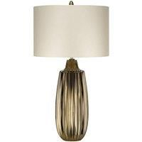 Table Lamp Pearl Textured Satin Shade & Bronze Ceramic LED E27 60W d01989