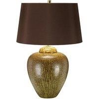 Table Lamp Green Brown Glaze Finish Brown Tapered Cylinder Shade LED E27 60W