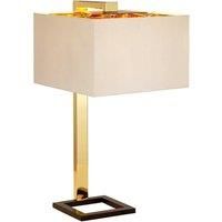 Table Lamp Beige Shade Dark Brown Polished Gold LED E27 60W Bulb