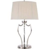 Table Lamp Ivory Shade Highly Polished Nickel Finish LED E27 60W Bulb