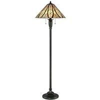 Floor Lamp Tiffany Style Coloured Shade Criss Cross Valiant Bronze LED E27 60W