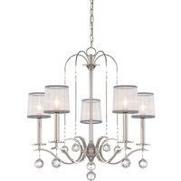 5 Bulb Chandelier Hanging Pendant LIght Imperial Silver LED E14 40W Bulb