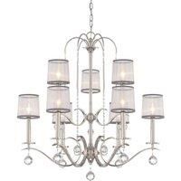 9 Bulb Chandelier Hanging Pendant LIght Imperial Silver LED E14 40W Bulb