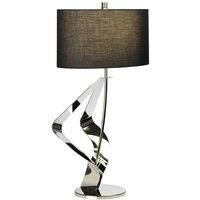 Table Lamp Black Shade Highly Polished Nickel Finish LED E27 60W Bulb
